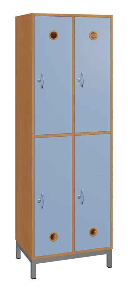 SBS-2222 šatní skříň 4-boxová, 1800x600x400 mm, kovové nohy, korpus buk royal, dvířka blankyt